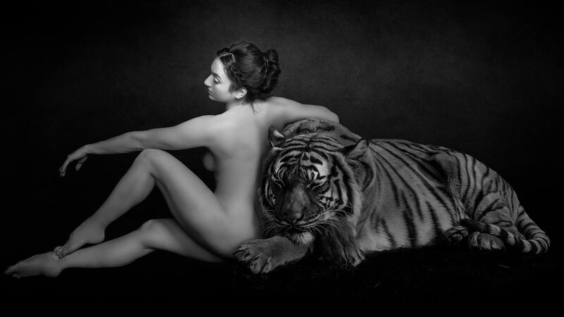 Circe Lady and Tiger - a Photographic Art by Paal Anand