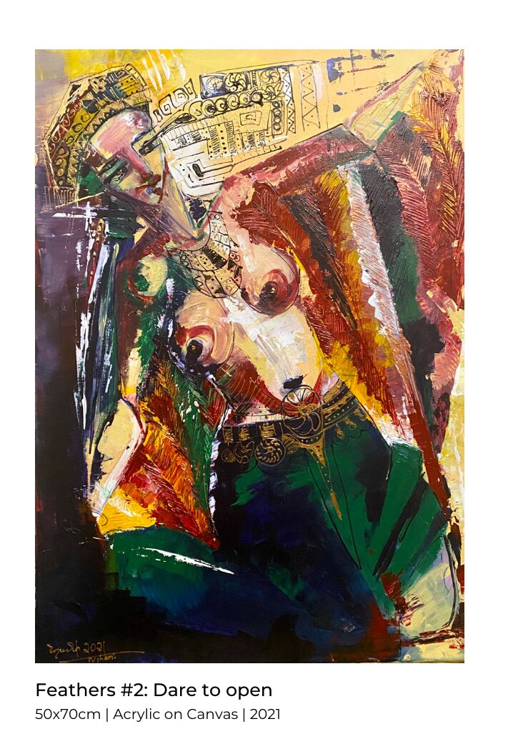 Feathers #2: Dare to open - a Paint by Nshani