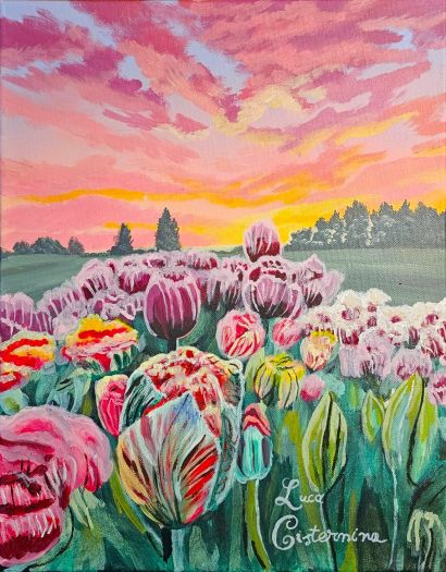 Risveglio di petali al crepuscolo - Awakening of Petals at Twilight - A Paint Artwork by Luca Cisternino